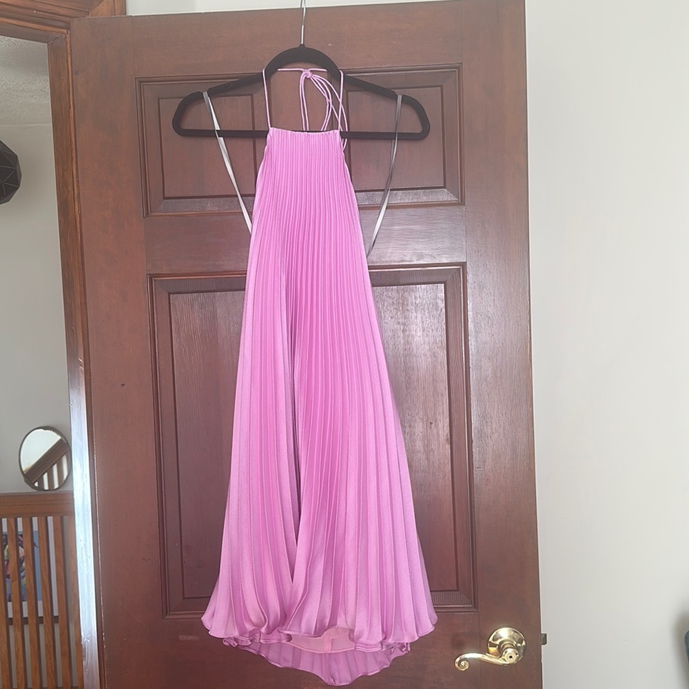 ML Monique Lhullier pleated satin mini dress
